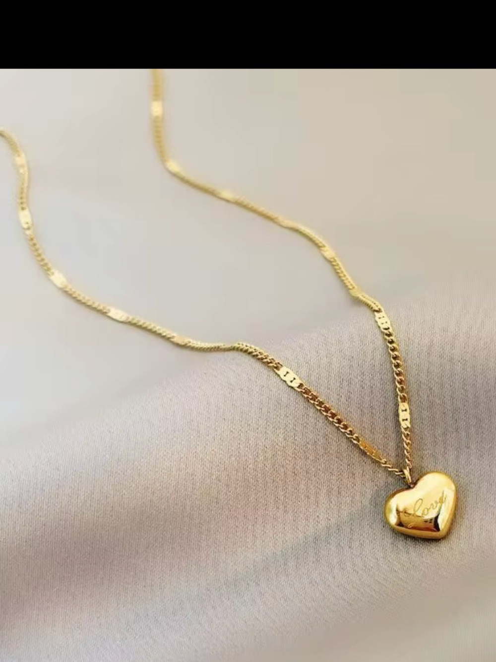 Gold Heart Pendant Necklace - Love Engraved bye 3 get 1